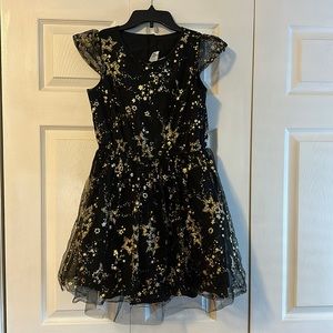 Girls Black Dress with Gold Stars on it Size 14